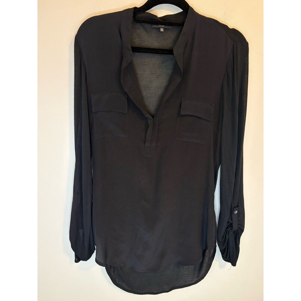 Babaton 100% Silk Black Utility Blouse XXS